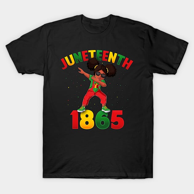 Juneteenth Dabbing Black Queen Melanin Brown Skin Girls Dab T-Shirt by BramCrye